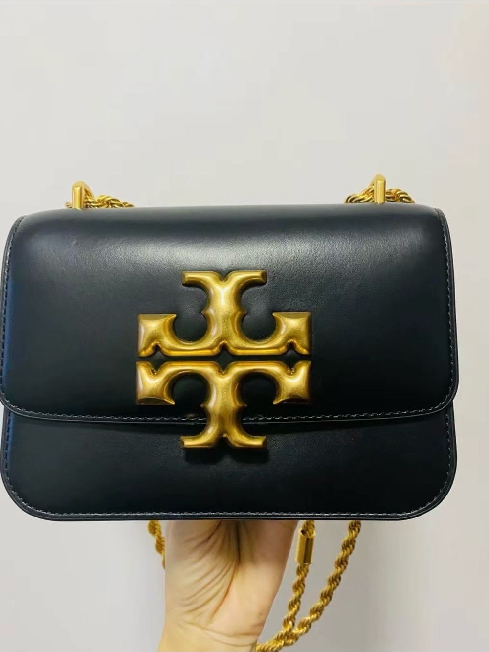 🍭Tory Burch Black Leather Logo Chain Shoulder Bag
